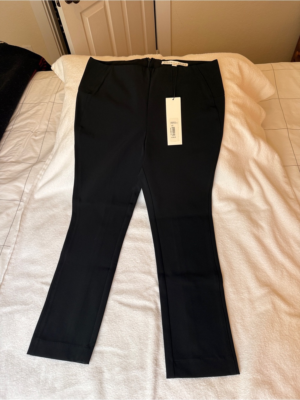 NWT Veronica Beard black zip-back Tailored Stretch Dress Pants Size 10